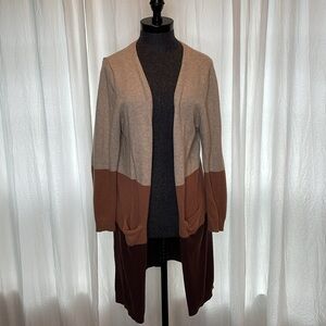 Poof Apparel Color Block Soft and Warm Open front Cardigan Size Large